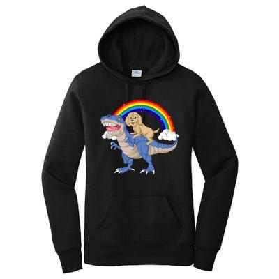 Goldendoodle Riding Dinosaur Women's Pullover Hoodie