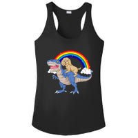 Goldendoodle Riding Dinosaur Ladies PosiCharge Competitor Racerback Tank