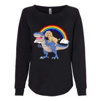 Goldendoodle Riding Dinosaur Womens California Wash Sweatshirt