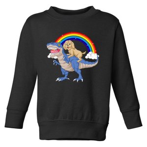 Goldendoodle Riding Dinosaur Toddler Sweatshirt