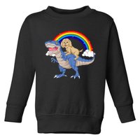 Goldendoodle Riding Dinosaur Toddler Sweatshirt