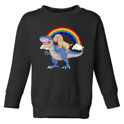 Goldendoodle Riding Dinosaur Toddler Sweatshirt