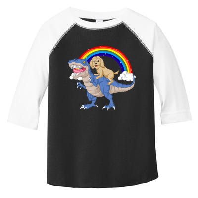 Goldendoodle Riding Dinosaur Toddler Fine Jersey T-Shirt