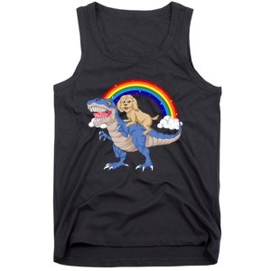 Goldendoodle Riding Dinosaur Tank Top