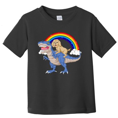 Goldendoodle Riding Dinosaur Toddler T-Shirt