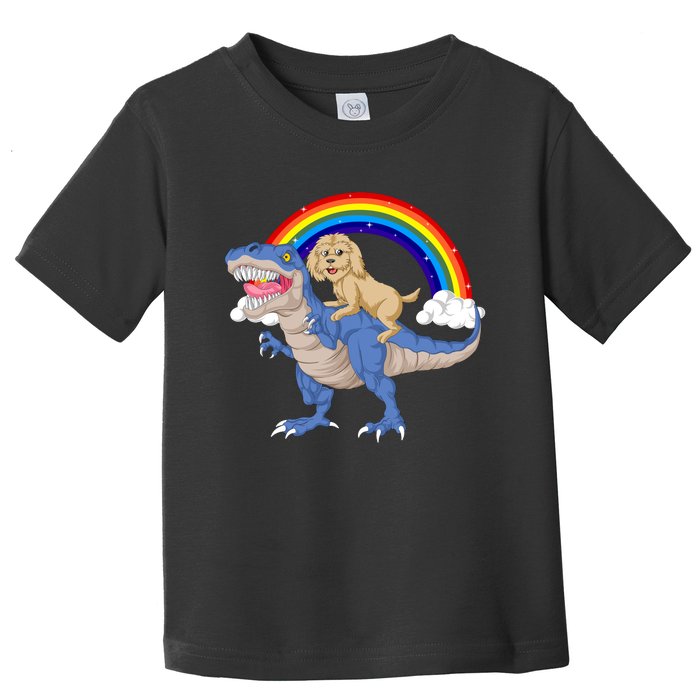 Goldendoodle Riding Dinosaur Toddler T-Shirt