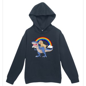 Goldendoodle Riding Dinosaur Urban Pullover Hoodie