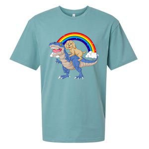 Goldendoodle Riding Dinosaur Sueded Cloud Jersey T-Shirt