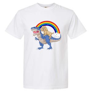 Goldendoodle Riding Dinosaur Garment-Dyed Heavyweight T-Shirt