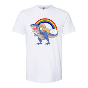 Goldendoodle Riding Dinosaur Softstyle CVC T-Shirt