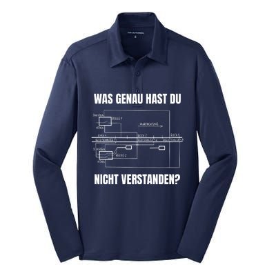 German Railway Diagram Silk Touch Performance Long Sleeve Polo