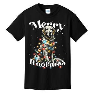 Golden Retriever Dog Merry Woofmas Christmas Lights Sant Hat Tank Top Kids T-Shirt