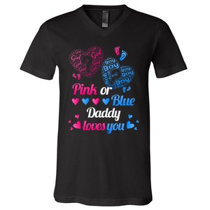 Gender Reveal Daddy Loves You V-Neck T-Shirt