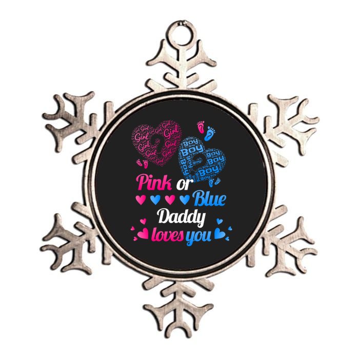 Gender Reveal Daddy Loves You Metallic Star Ornament