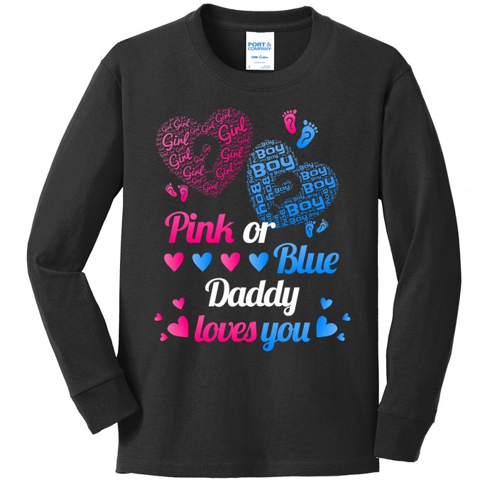 Gender Reveal Daddy Loves You Kids Long Sleeve Shirt