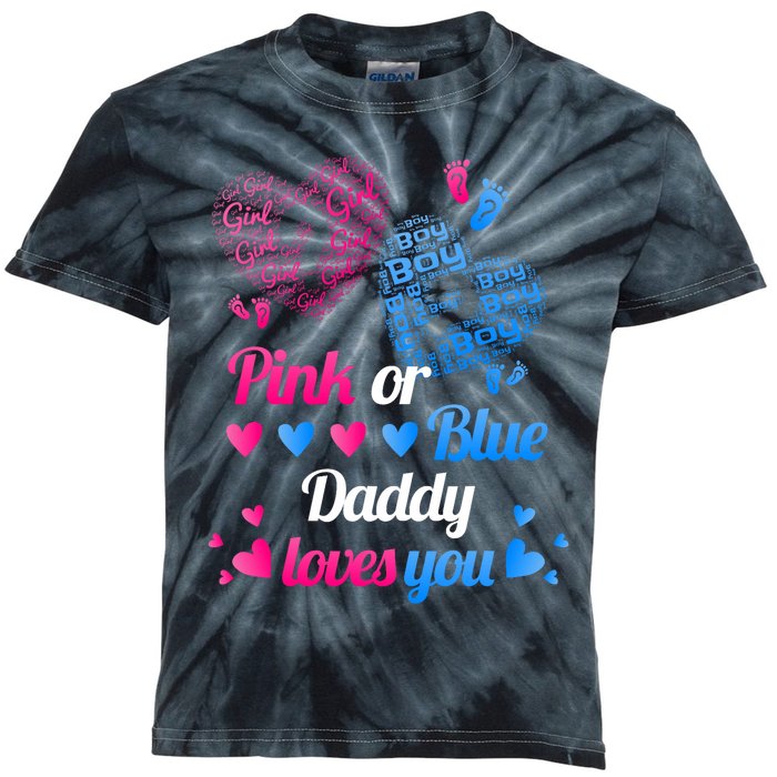 Gender Reveal Daddy Loves You Kids Tie-Dye T-Shirt