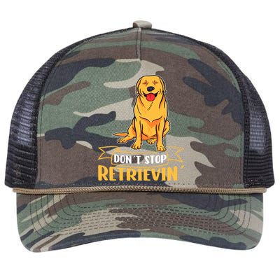 Golden Retriever Dont Stop Retrievin Gift Retro Rope Trucker Hat Cap