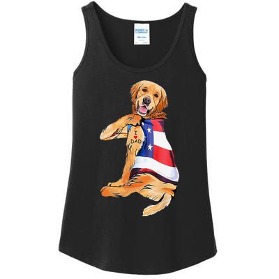 Golden Retriever Dog Tattoo I Love Dad Ladies Essential Tank