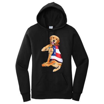 Golden Retriever Dog Tattoo I Love Dad Women's Pullover Hoodie