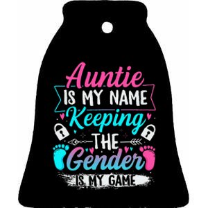 Gender Reveal Design For A Keeper Of The Gender Aunt Ceramic Bell Ornament