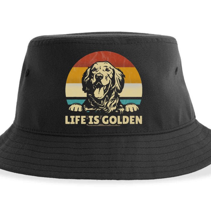 Golden Retriever Dog Life is golden retro vintage Sustainable Bucket Hat