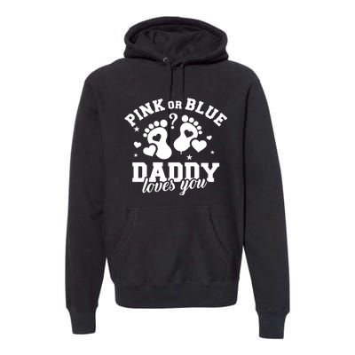 Gender Reveal Daddy Dad Pink Or Blue Daddy Loves You Premium Hoodie