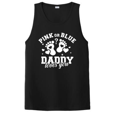 Gender Reveal Daddy Dad Pink Or Blue Daddy Loves You PosiCharge Competitor Tank