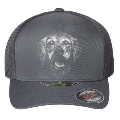 Golden Retriever Dog Flexfit Unipanel Trucker Cap