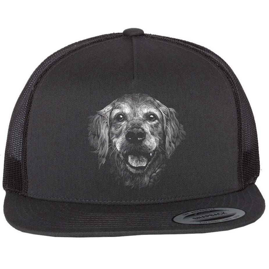 Golden Retriever Dog Flat Bill Trucker Hat