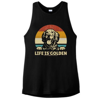 Golden Retriever Dog Life is golden retro vintage Ladies PosiCharge Tri-Blend Wicking Tank