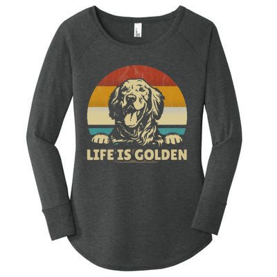 Golden Retriever Dog Life is golden retro vintage Women's Perfect Tri Tunic Long Sleeve Shirt