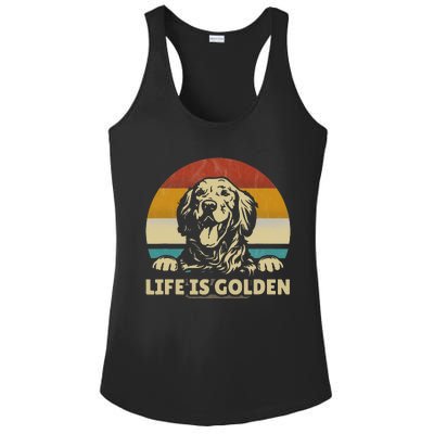 Golden Retriever Dog Life is golden retro vintage Ladies PosiCharge Competitor Racerback Tank