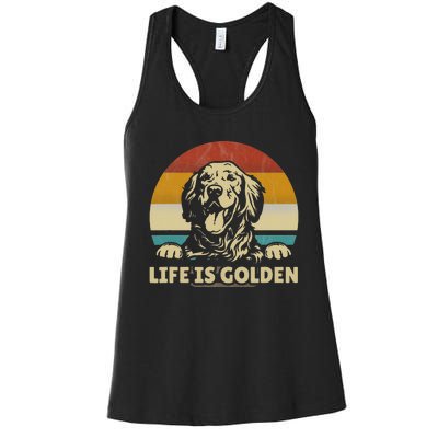 Golden Retriever Dog Life is golden retro vintage Women's Racerback Tank