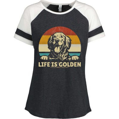 Golden Retriever Dog Life is golden retro vintage Enza Ladies Jersey Colorblock Tee