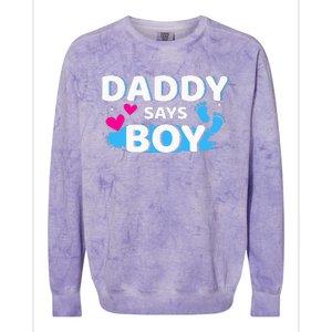 Gender reveal daddy says matching family baby party Colorblast Crewneck Sweatshirt