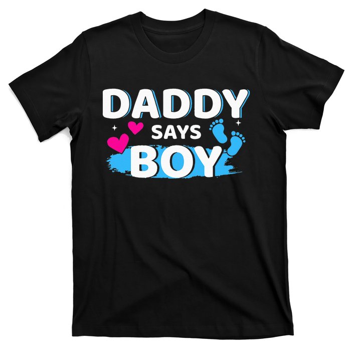 Gender reveal daddy says matching family baby party T-Shirt