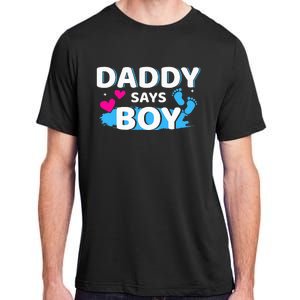 Gender reveal daddy says matching family baby party Adult ChromaSoft Performance T-Shirt