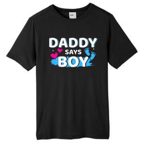 Gender reveal daddy says matching family baby party Tall Fusion ChromaSoft Performance T-Shirt