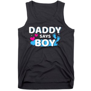 Gender reveal daddy says matching family baby party Tank Top