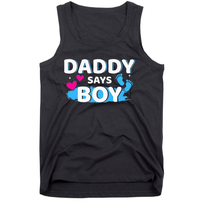 Gender reveal daddy says matching family baby party Tank Top