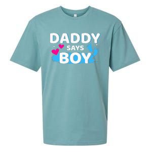 Gender reveal daddy says matching family baby party Sueded Cloud Jersey T-Shirt