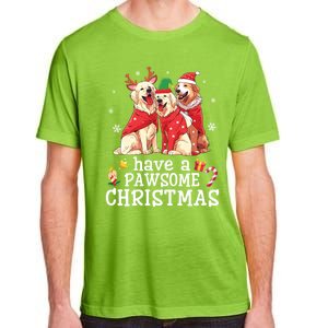 Golden Retriever Dogs Merry Mom Dad Have A Pawsome Christmas Gift Adult ChromaSoft Performance T-Shirt