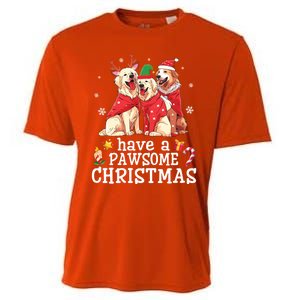 Golden Retriever Dogs Merry Mom Dad Have A Pawsome Christmas Gift Cooling Performance Crew T-Shirt