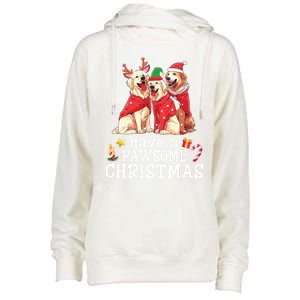 Golden Retriever Dogs Merry Mom Dad Have A Pawsome Christmas Gift Womens Funnel Neck Pullover Hood