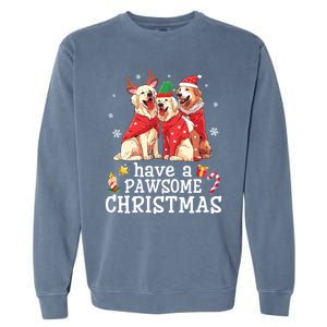 Golden Retriever Dogs Merry Mom Dad Have A Pawsome Christmas Gift Garment-Dyed Sweatshirt