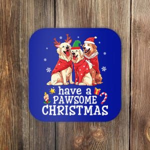 Golden Retriever Dogs Merry Mom Dad Have A Pawsome Christmas Gift Coaster