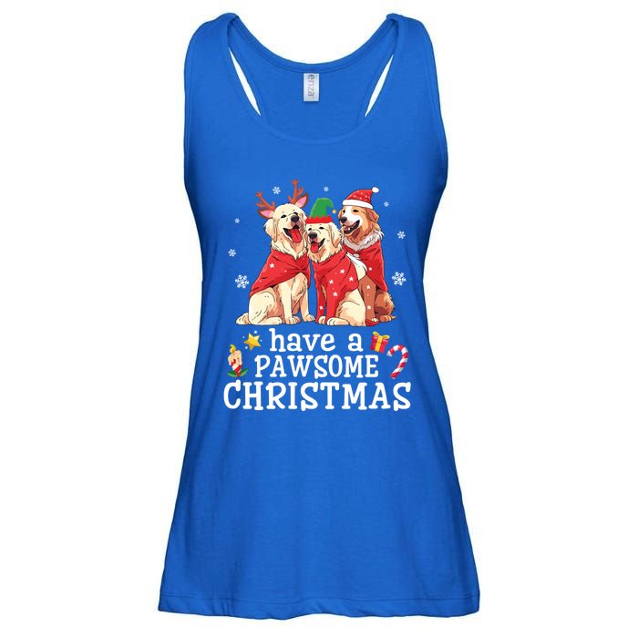 Golden Retriever Dogs Merry Mom Dad Have A Pawsome Christmas Gift Ladies Essential Flowy Tank