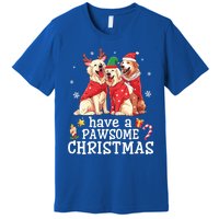 Golden Retriever Dogs Merry Mom Dad Have A Pawsome Christmas Gift Premium T-Shirt