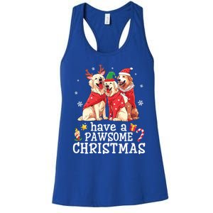 Golden Retriever Dogs Merry Mom Dad Have A Pawsome Christmas Gift Women's Racerback Tank