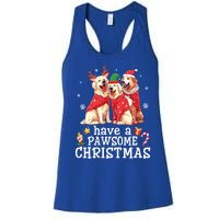 Golden Retriever Dogs Merry Mom Dad Have A Pawsome Christmas Gift Women's Racerback Tank